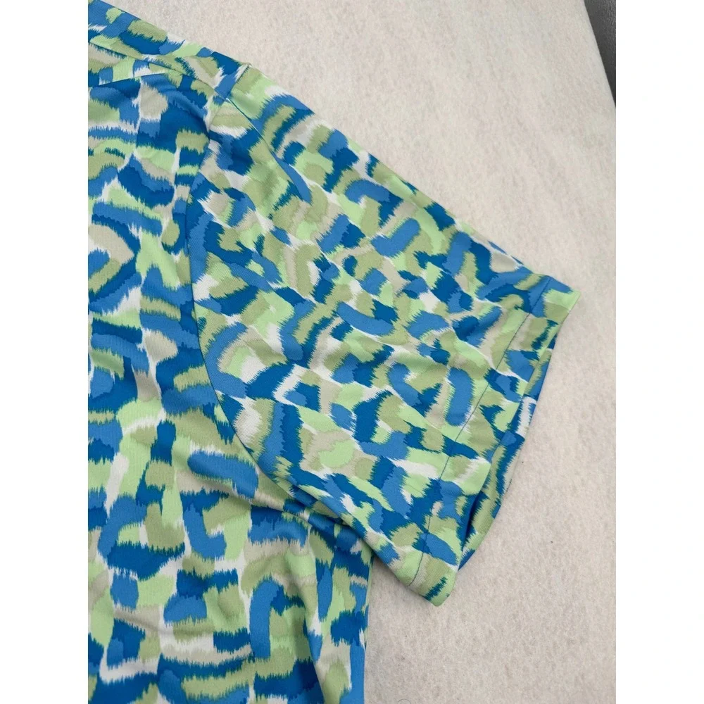 Nike Dri-FIT Golf Polo Shirt Mens XL Blue/Green Confetti Camo Print FD5939-435